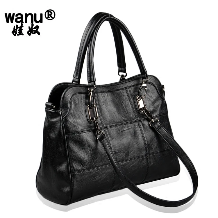 2018 جديد حقائب الكتف المرأة الأعلى مقبض حقيبة جلد الغنم الإناث اليد رسالة أسود حمل crossbody حبال الخرفان يد