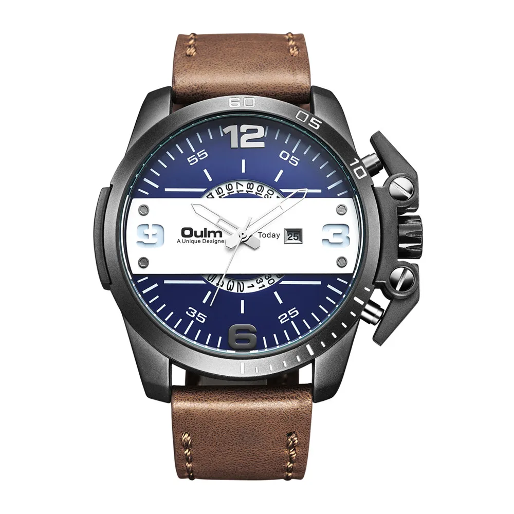 

Luxury Brand Oulm Watches Men Sports Watches Men's Quartz Waterproof Wristwatch Leather Men Watches reloj hombre erkek kol saati