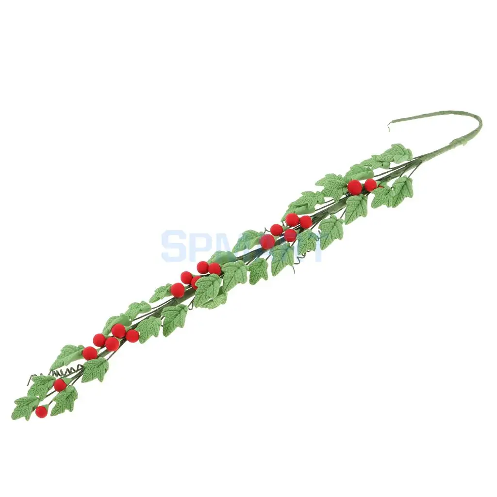 MagiDeal 1/12 Scale Clay Boston Ivy Leaves String Rose Bouquet for Dollhouse Living Room Plant Room Garden Furniture Decor
