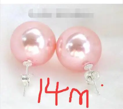 

New 14 MM shell Pearl Silver Stud Earring