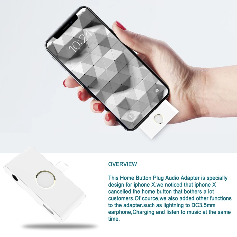 2019 New Arrival Home Button Audio Headphone jack Charge Adapter for iPhone X XR XS Converter Support Listen Music and Charging 2019 New Arrival Home Button Audio Headphone jack Charge Adapter for iPhone X XR XS Converter Support Listen Music and Charging