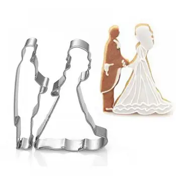 

Bridegroom bride Puzzle Cookie Cutter 3D Stainless Steel Wedding Fondant Cake Decorating Tools DIY Pastry Biscuit Baking Molds