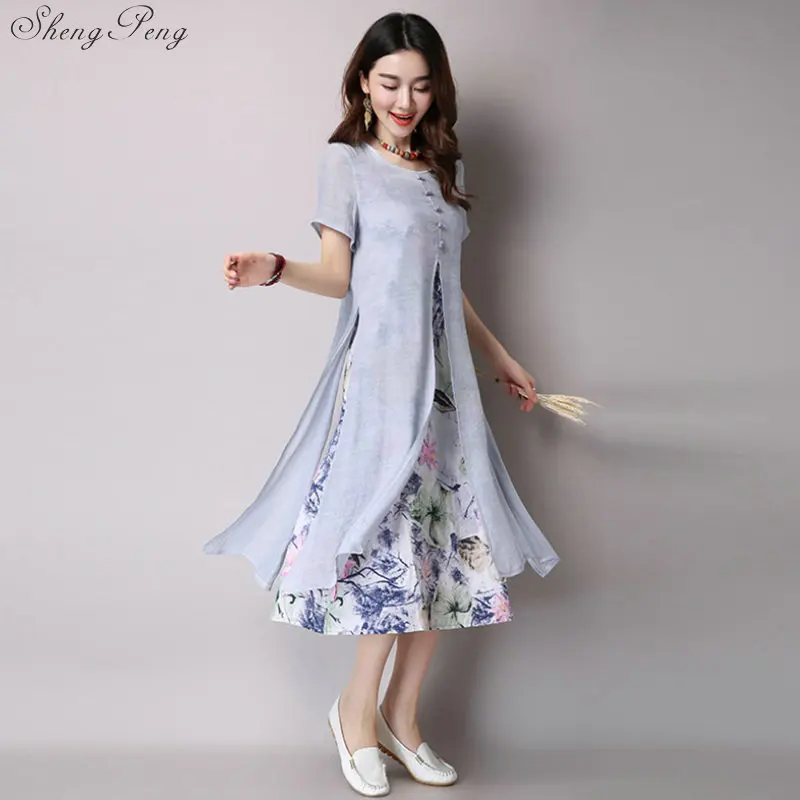 Женское платье qipao V904 элегантные летние китайские платья в восточном стиле