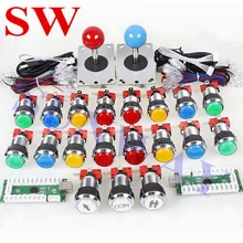 DIY Kit Нулевая задержка аркадная USB кодер для ПК Джойстик Sanwa для аркадных игр+ хромированный светодиодный кнопочный с подсветкой+ ДЖОЙСТИК для аркадной игры