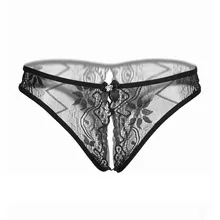 Кружевные женские стринги без выреза с бантиком и стринги с открытой промежностью, сексуальные трусики, прозрачное сексуальное нижнее белье, нижнее белье