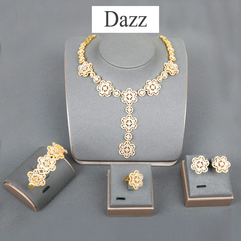 Комплект свадебных украшений Dazz из колье серёг кольца и браслета|Ювелирные