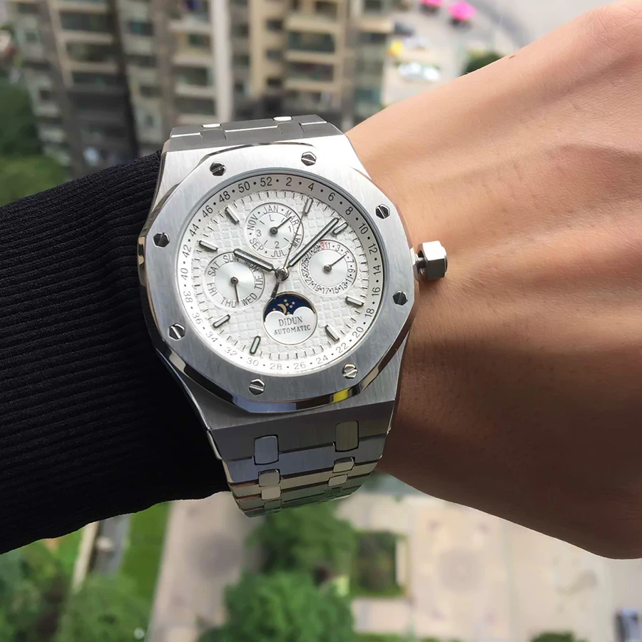 

DIDUN Men Watches Top Brand Luxury Mechanical Automatic Watch Fashion Business Watch 30m Waterproof Moonphase Wristwatch