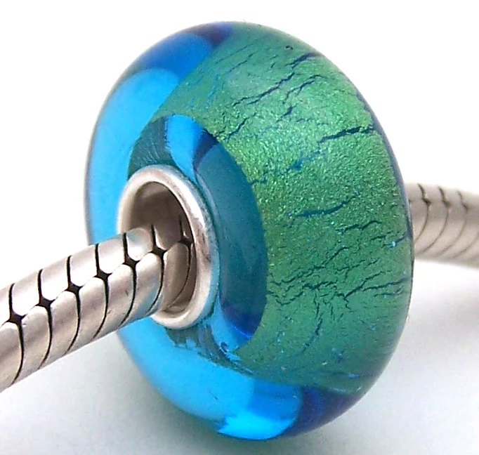 

PJG906 100% S925 Sterling Silver Beads Murano Glass beads Fit European Charms Bracelet charms diy jewelry Lampwork GlassBeads