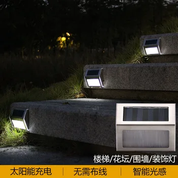 

Solar stainless steel 3LED beads staircase lamp courtyard wall lamp outdoor rain fence lamp