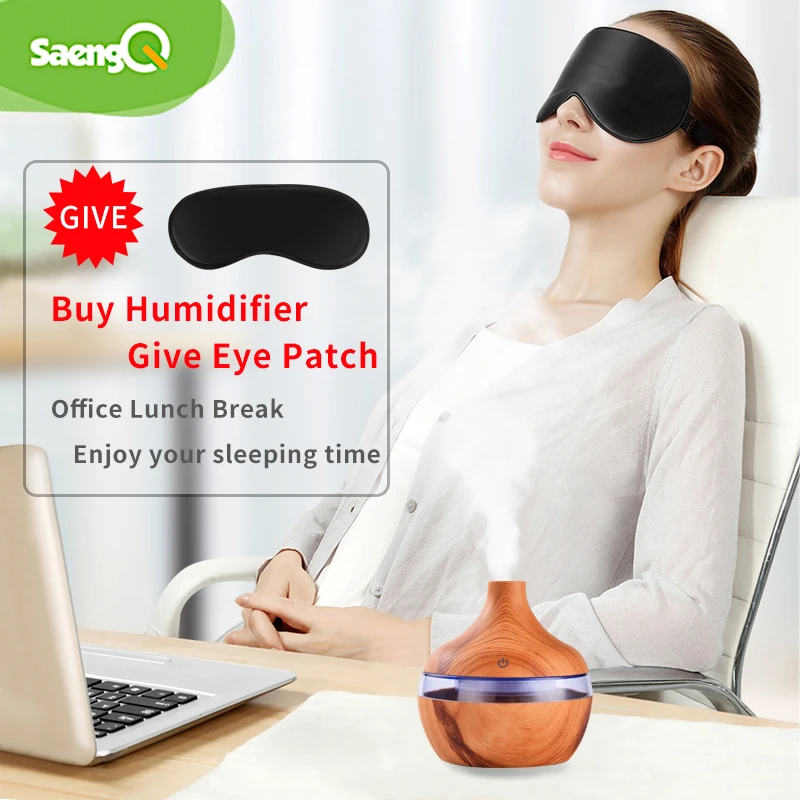  saengQ Electric Humidifier Essential Aroma Oil Diffuser Ultrasonic Wood Grain Air Humidifier USB Mi