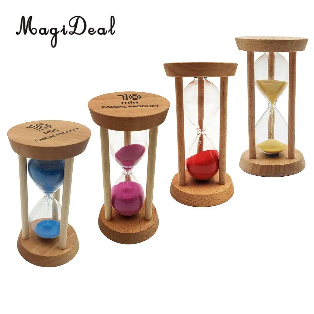 MagiDeal 10 Minutes Wooden Sandglass Hourglass Sand Timer for Classroom Teaching Kitchen Cooking