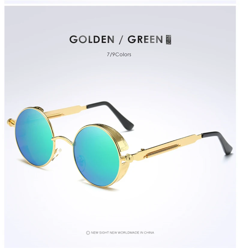 Золотые металлические круглые очки с полароидным стеклом мужские готические солнцезащитные очки в стиле стимпанк женские модные солнцезащитные очки в стиле ретро винтажные очки Polaroid