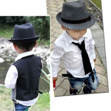 Лидер продаж; модная Милая Стильная Детская Шерстяная кепка головной убор для джентльмена; Серый/Черный; XRQ88