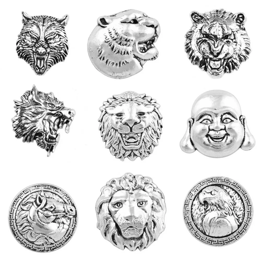 

Rivca Snap Button Jewelry Newest DIY 18mm lion tiger leopard wolf Snap Button Fit Charm leather alloy fashion Bracelet jewelery