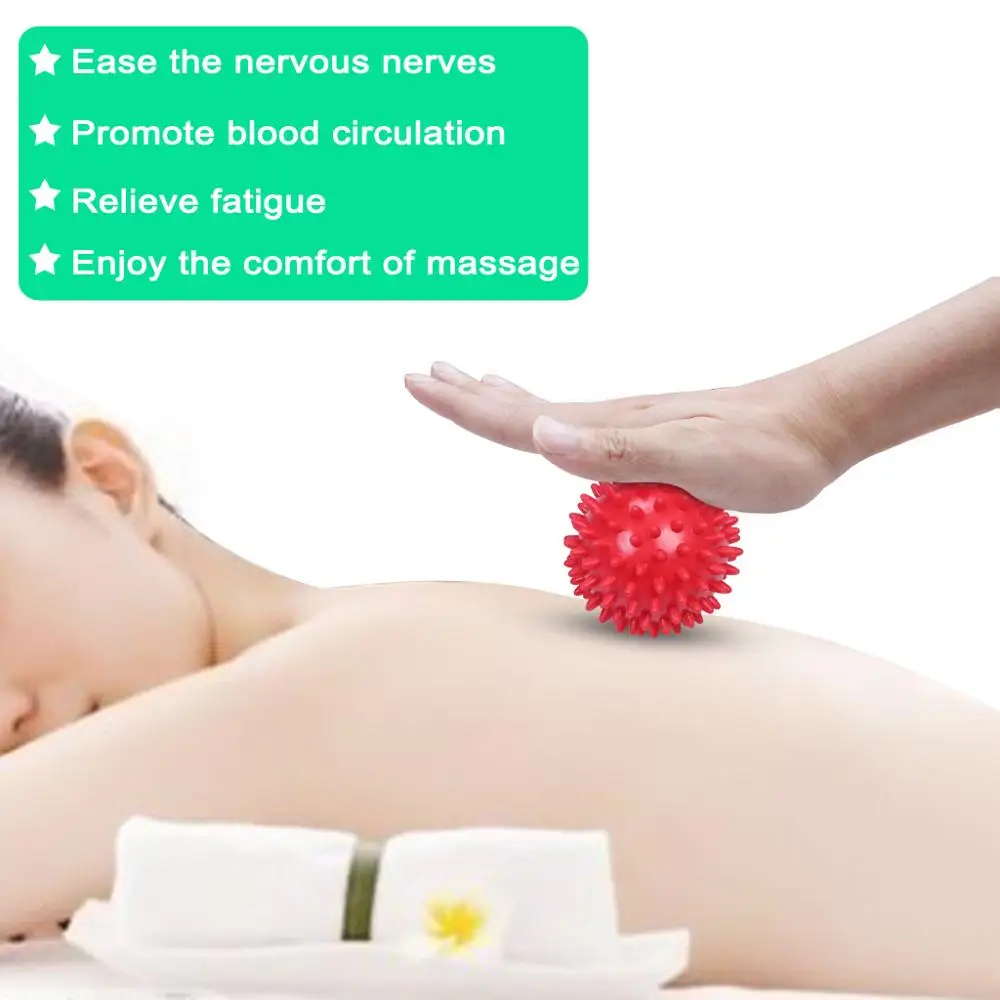 Spiky Massage Physical Therapy Lacrosse Ball Best For Muscle Soreness Back Foot Pain Relief Yoga Myofascial Plantar  (3)