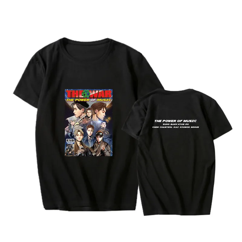 

KPOP Korean Fashion EXO THE WAR Album Photo The Power Of Music Crop Top Cotton Tshirt K-POP T Shirts T-shirt PT592