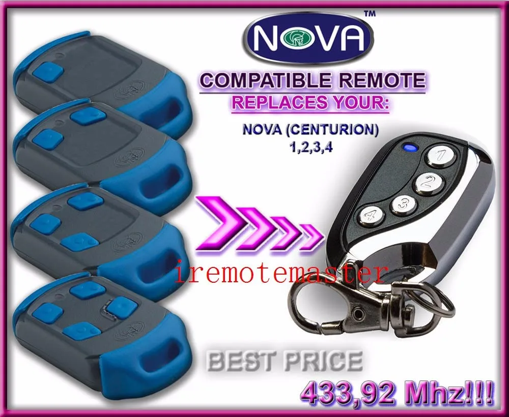 

NOVA CENTURION 1,2,3,4 433,92MHz Compatible Remote control duplicator