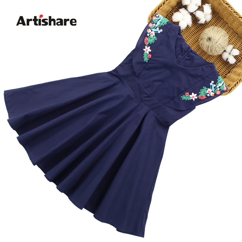 

Artishare Girls Dresses Summer Dress For Girls Flower Embroidery Dress Girls Vestidos Casual Kids Teen Clothes 6 8 10 12 Years