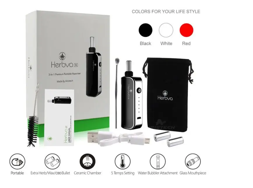  Original airistech herbva x Portable Ceramic Bowl dry herb vape wax CBD oil glass tip dry herb Vapo