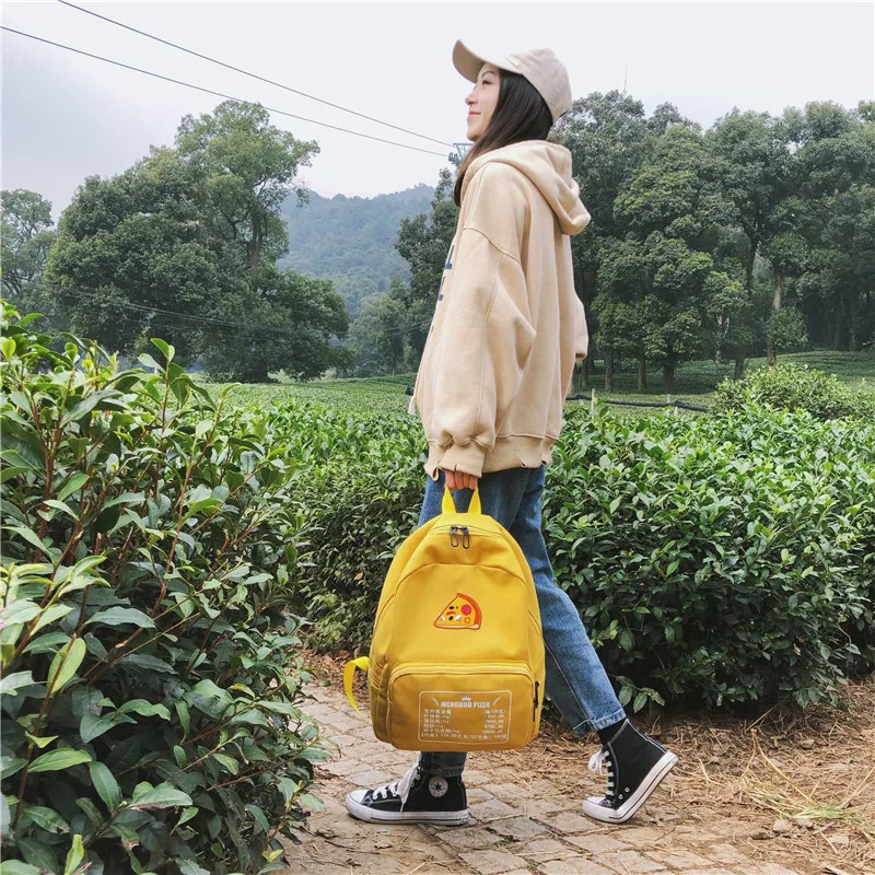 Pizza bordado Mochila para mujer Mochila para la escuela de chicas adolescentes estilo Preppy escuela bolsa de lona de las señoras Mochila mujeres Mochila Pizza bordado Mochila para mujer Mochila para la escuela de chicas adolescentes estilo Preppy escuela bolsa de lona de las señoras Mochila mujeres Mochila