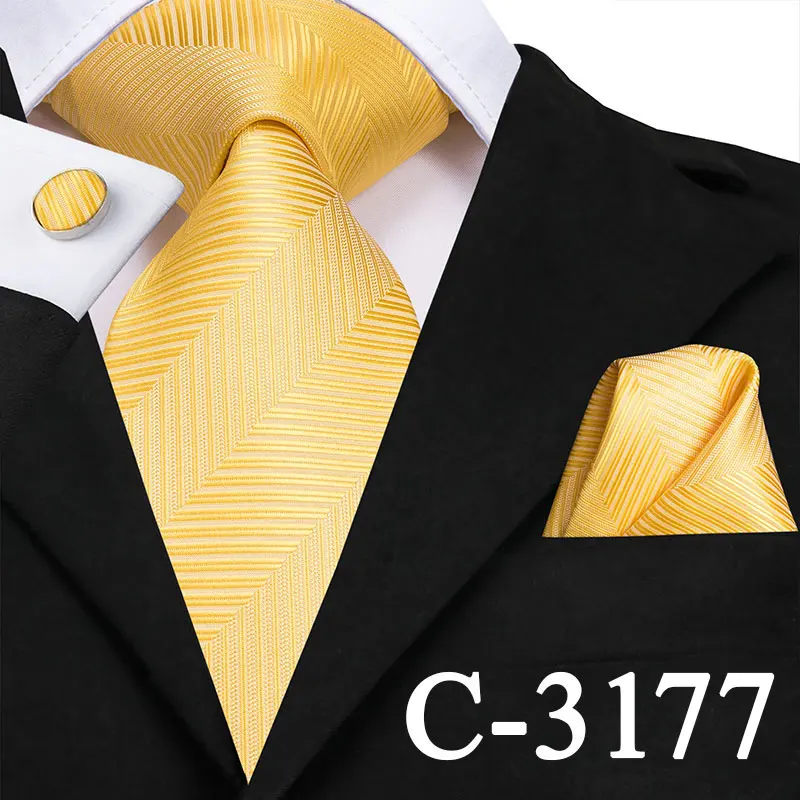 C-3177 Hi-Tie 8,5 см Рождественский шелковый галстук для мужчин склад США карманные Квадратные запонки набор мужской галстук красный синий фиолетовый свадебный галстук - Цвет: C-3177