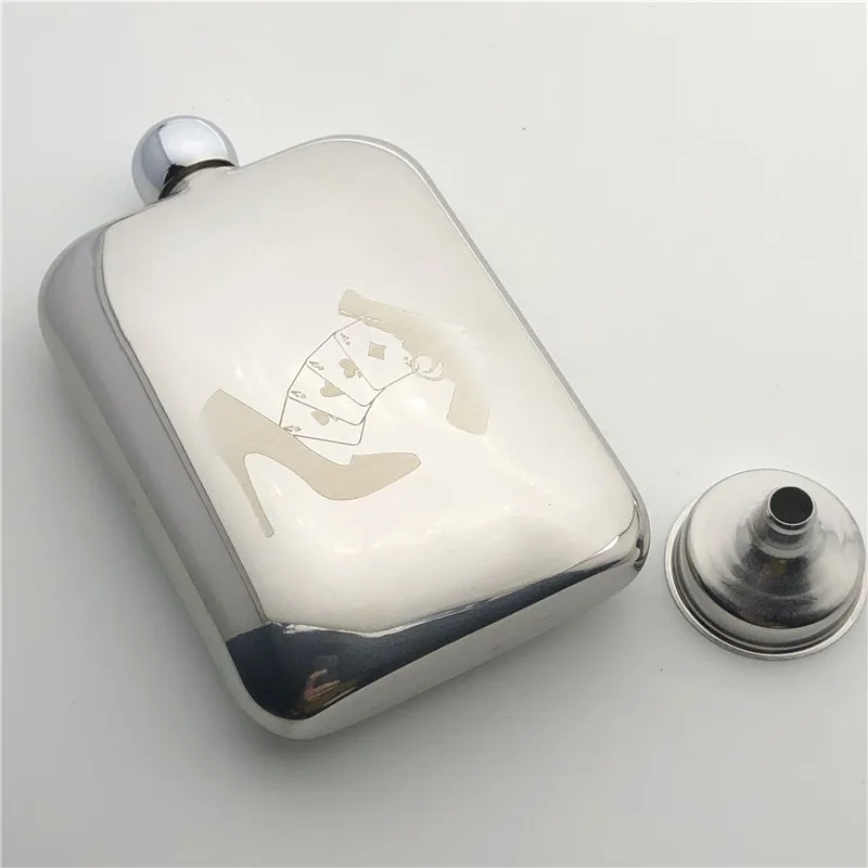

Poker 6 Ounce Hip Flask 304 Stainless Steel 170ml Flask Alcohol Flagon Bottle for Whiskey Vodka Laser Engraved Will Not Fade