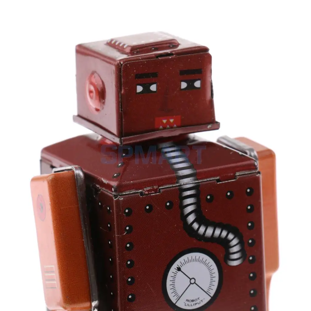 2pcs Vintage Wind Up Clockwork Mechanical Walking Robot Model Tin Toy Collections Kids Adult Gift Home Display Decor