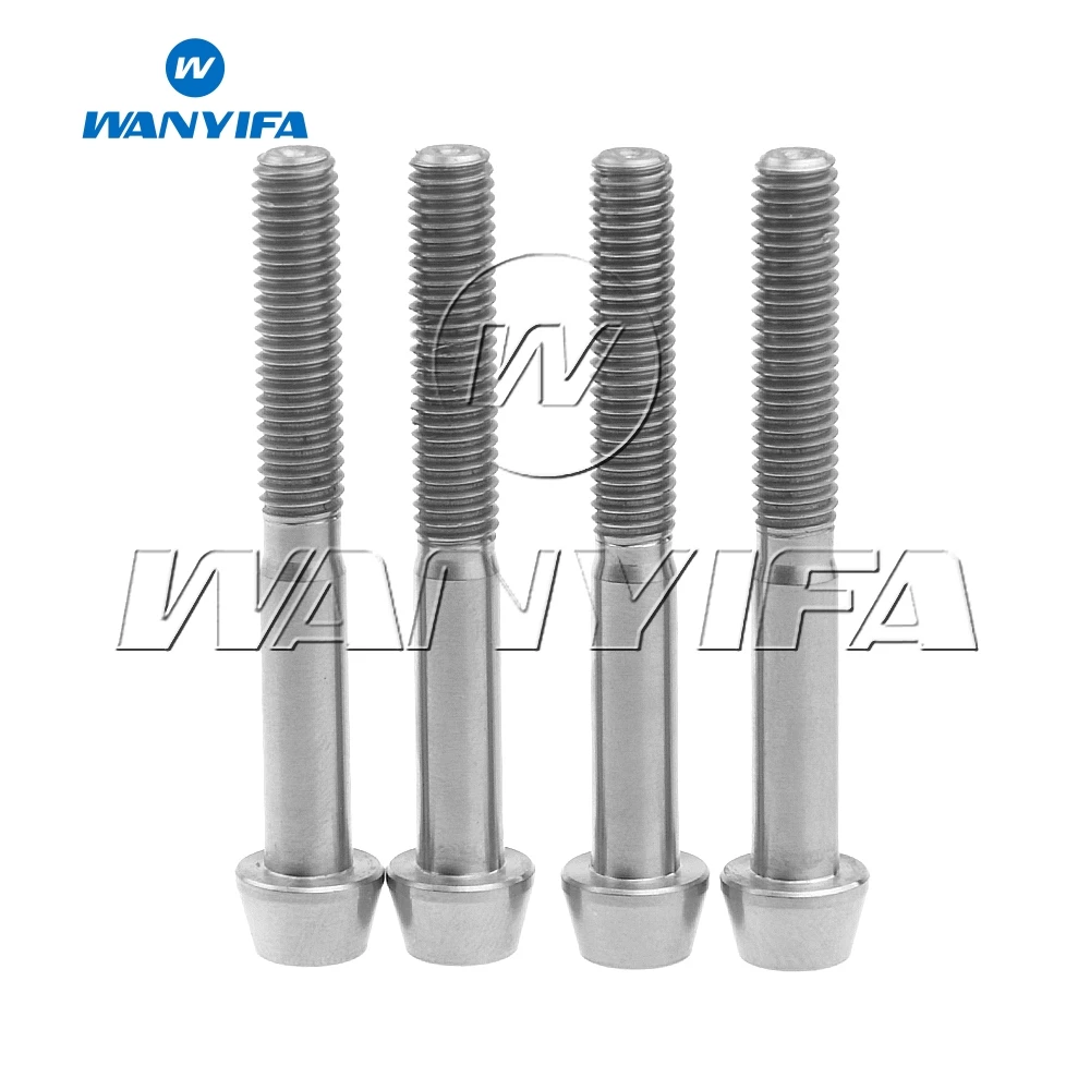 

Wanyifa Bike Bicycle Cycling Titanium Ti M5x40mm Tapered Head Hex Bolts M5 40L DIN912 Screws 4pcs/set