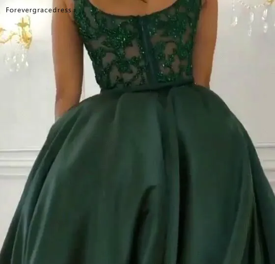 Dark Green Arabic Vintage Evening Dresses with Detachable Skirt A Line Split High Front Spaghetti Straps Long Formal Vestidos Prom BC0893  145 (7)