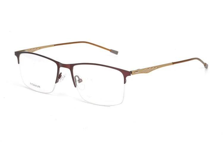Титановые очки, оправа для мужчин, сверхлегкие квадратные очки для близорукости по рецепту,, мужские, металлическая, полная, оптическая оправа, без винтов, P8836 - Цвет оправы: Кофе
