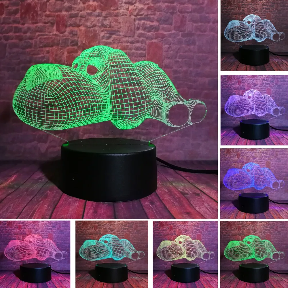 Милый мультфильм 3D ПАПА Собака Собачка Щенок 7 цветов мигающий светодиодный