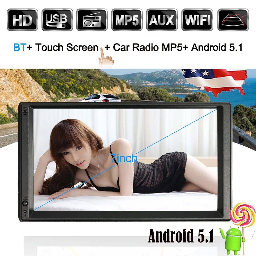 

2 DIN Android Car Radio GPS WIFI 5.1 Mutimedia Player GPS Navigation Stereo autoradio Entertainment 7" HD Touch Screen BT WIFI