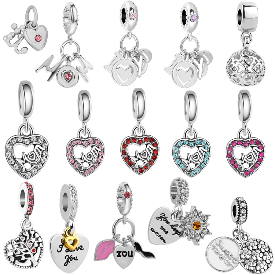 

New Original Free Shipping DIY bead family life tree love you mom pendant Charm Fit Pandora Bracelet Necklace DIY Women Jewelry