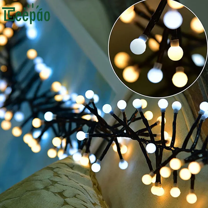 

3M 400LED String Lights Milky Ball Firecracker LED String Light Rattan Branch Ball Fairy Light For New Year Christmas Decoration