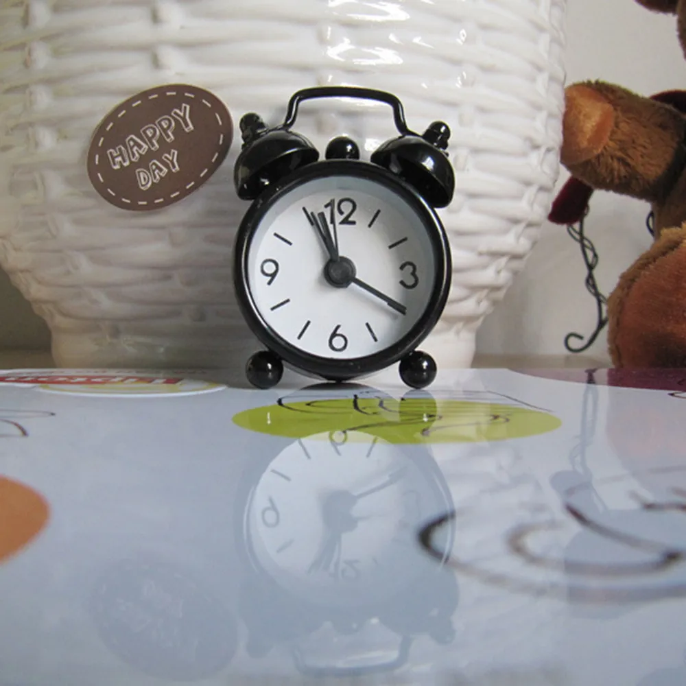 Creative Portable Cute Mini Alarm Clock Electronic Round Number Double Bell Desk Table Digital Clock Home Decor #BF