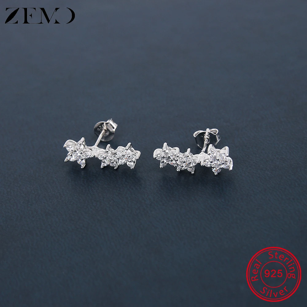 ZEMO 925 серебряные серьги-гвоздики для женщин трендовые серьги для девушек вечерние серебряные серьги для девушек вечерние ювелирные изделия для ушей