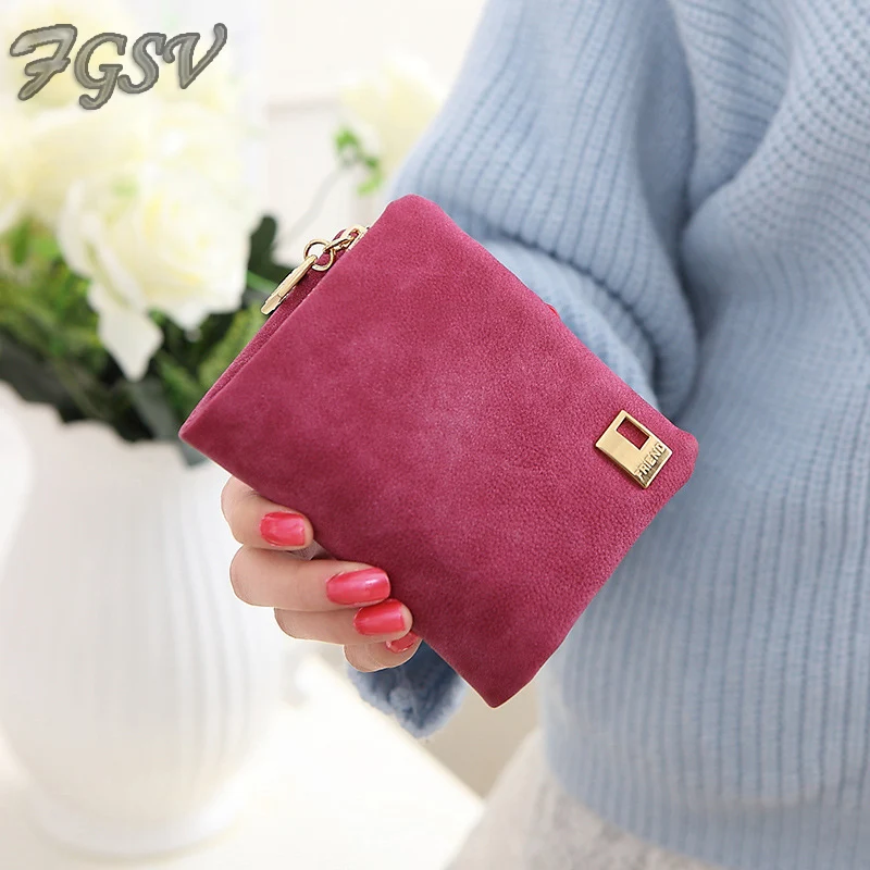 

FGSV Hot selling High quality nubuck leather card wallets fashion designer credit card holder women wallet female purse FGS097