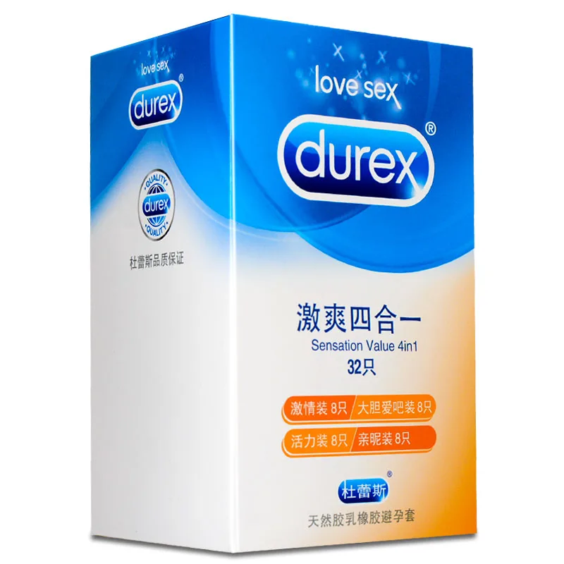 Durex 32 шт./упак. Sensation значение 4in1 ультра тонкий сексуальный презервативы со смазкой Секс игрушки презерватив для мужчин ванильный аромат