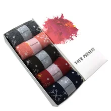 5 paires/lot laine chaussettes femmes hiver neige fleur motif cachemire chaud chaussettes dames filles cadeau de noël