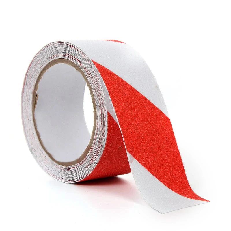 5m*5cm Safety Strong Adhesive Anti-slip Tape Non Skid Safe Grit Tape Grip Sticker PVC Warning Tape Used for Stairs Floor - Цвет: red white