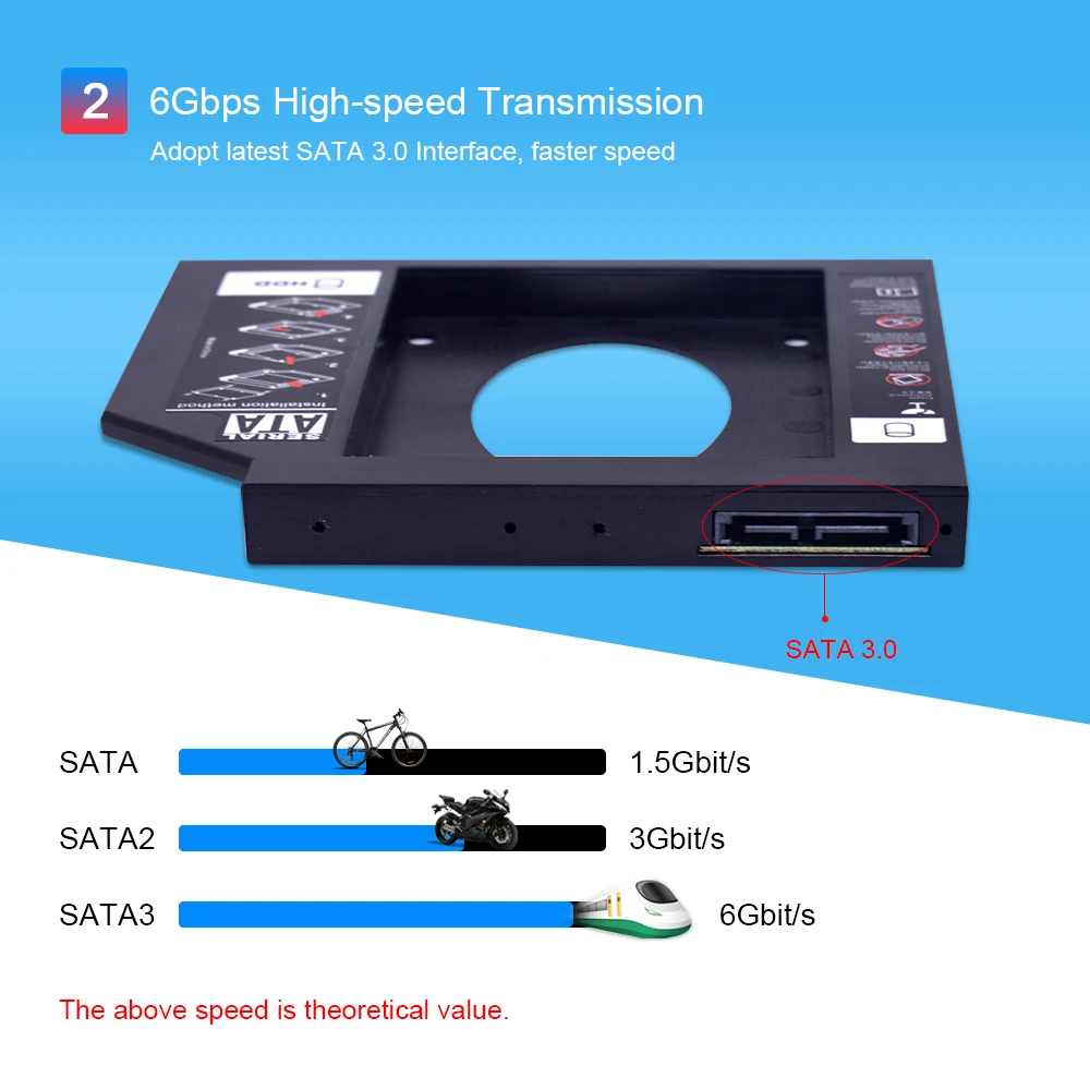 CHIPAL пластиковый второй 2nd HDD Caddy 12,7 мм SATA 3,0 Optibay 2,5 ''SSD DVD жесткий диск Корпус драйвера cd-rom адаптер коробка корпус