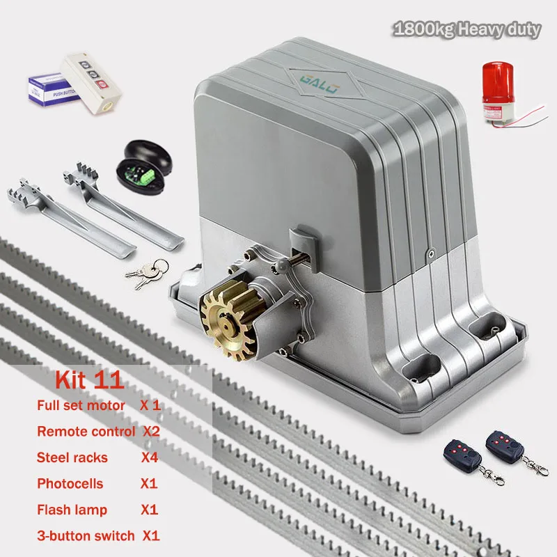 Сверхмощный жилой шестерни системы электрические раздвижные ворота открывалка/раздвижные двери мотор с 4 м стальные стойки ktyfobs комплект опционально - Цвет: kit 11