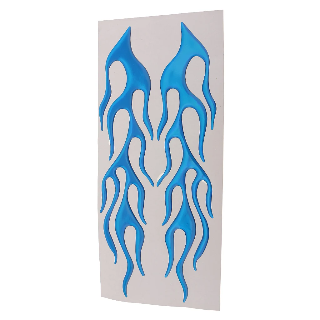 1 Pair 3D Blue Flame Pattern Sticker Decoration  Car/Motorcycle/Scooter Body/Dashboard Made By Crystal Epoxy 11.4 x 1.97 Inch