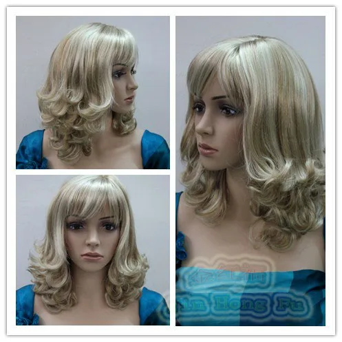 FREE shipping&gt&gt&gtNew ! Long Light Brown Curly Party Cosplay wig wigs L421 16TT613# |
