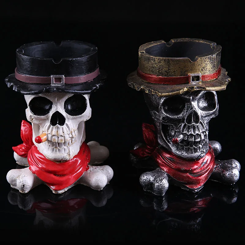Fashion Skull Ashtray Large Belt Lid Personalized Resin Ashtray Decoration Skull Ashtray Birthday Gift Creative font