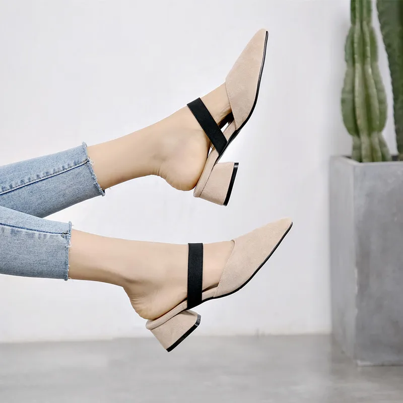 

Pointed closed toe mules shoes woman summer shallow slippers flock mixed color slides femme leopard flip flops zapatos mujer 43