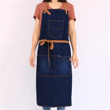 

WEEYI Adjustable Denim Aprons For Women Men Adult Hotel Restaurant Chef Waiter Apron Kitchen Cook Apron With Pockets delantal