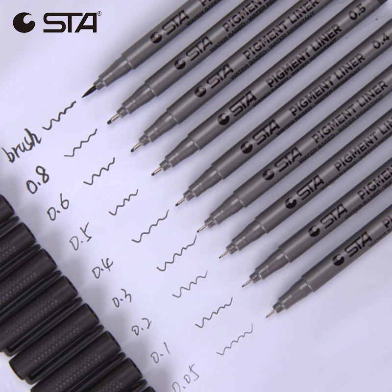 STA Art Marker Pens Hand-painted Needle Pen Line Pen Stroke Sketch Pen For Design Drawing Waterproof Sharpie Manga Marker