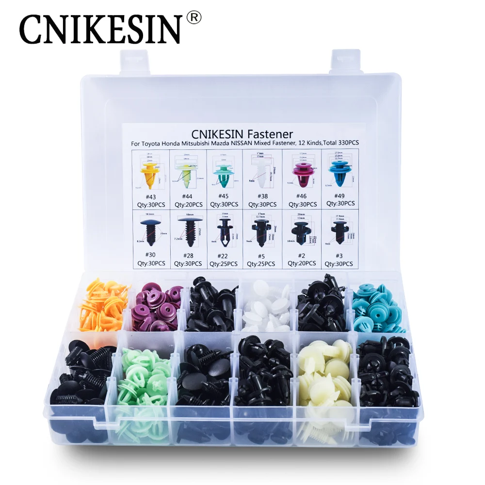 

CNIKESIN 330PC Car Bumper Fender Leaf Board Lining Plate Fixed Clamp Interior Panels Wheel Brow Auto Ceiling Trunk Clip Fastener