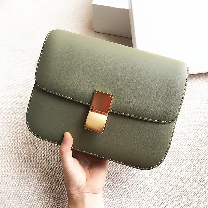 green small Сумки для женщин тофу обернутая вручную коровья кожа коробка ретро маленькая квадратная сумка на одно плечо косая сумка для девушек - Цвет: green small